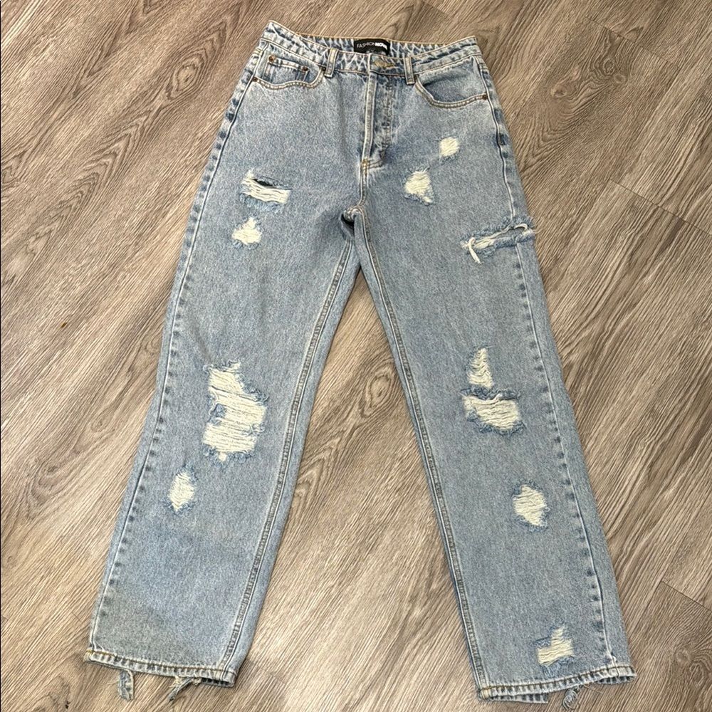Fashion Nova High Rise Distressed Jeans size 7